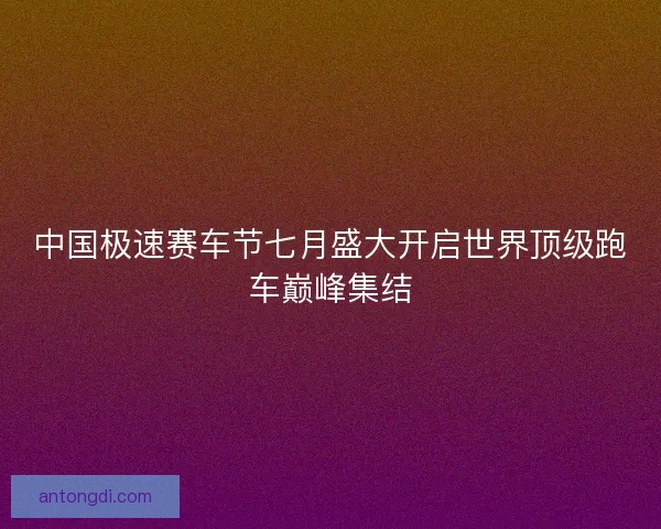 中国极速赛车节七月盛大开启世界顶级跑车巅峰集结