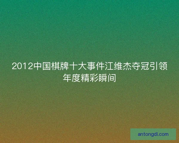 2012中国棋牌十大事件江维杰夺冠引领年度精彩瞬间