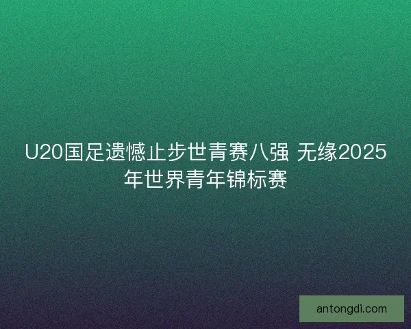 U20国足遗憾止步世青赛八强 无缘2025年世界青年锦标赛